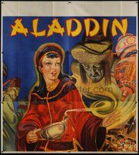 1h230 ALADDIN stage play English 6sh '30s stone litho of female lead with lamp & treasure!