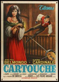 1h129 CARTOUCHE Italian 1p '62 different art of pirate Jean-Paul Belmondo & sexy Claudia Cardinale!