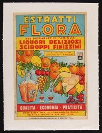 1h058 ESTRATTI FLORA linen Italian 9x12 advertising poster '50 art of liqueur & the fruits in it!