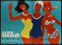1j033 ULKA 1958 Austrian advertising poster '58 Atelier Hoffman art of sexy girls wearing bikinis!