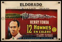 1j006 12 ANGRY MEN Belgian '57 Lumet classic, different art of Henry Fonda & murder weapon!