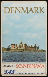 1j156 DENMARK PLEASANT SCANDINAVIA Danish travel poster '60s cool 16th century Hamlet castle!
