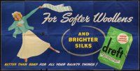 1j031 DREFT English 60x240 advertising poster '50s better than soap for all your dainty things!