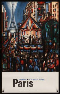 1j177 PARIS French travel poster 1964 great Marcel Gromaire art of Bastille Day festival!