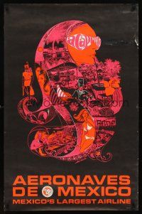 1j172 AERONAVES DE MEXICO ACAPULCO Mexican travel poster '70s cool montage artwork by Bob Bride!