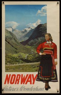 1j163 NORWAY NATURE'S WONDERLAND Norwegian travel poster '52 image of the beautiful countryside!