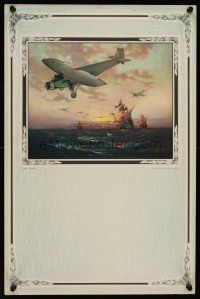 1j102 ADVENTURERS ALL calendar sample '40s art of airplanes & ships at sea by H. Hadland!