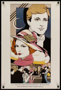 1j124 GREAT GATSBY special 19x29 '74 Nagel art of Robert Redford & Mia Farrow, 21, Ballantine's!
