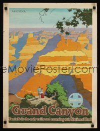 1j196 GRAND CANYON SANTA FE travel poster '50s art of couple standing over canyon by Oscar M. Bryn!