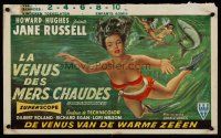 1k161 UNDERWATER Belgian '55 Howard Hughes, sexiest artwork of skin diver Jane Russell!