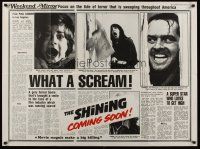 1k197 SHINING Weekend Mirror teaser British quad '80 King & Kubrick horror, crazy Jack Nicholson!