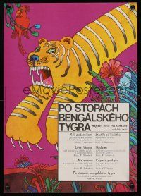 1k374 PO STOPACH BENGALSKEHO TYGRA Czech 11x16 '73 cool Hlavaty art of tiger in jungle!