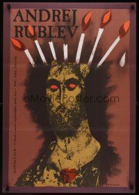 1k319 ANDREI RUBLEV Czech 23x33 R87 Andrei Tarkovsky, incredible different art by Zeissis!