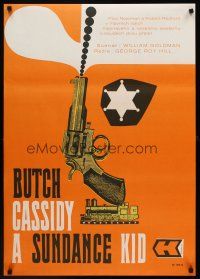 1k323 BUTCH CASSIDY & THE SUNDANCE KID Czech 23x33 '70 cool different gun & badge art by Stanner!