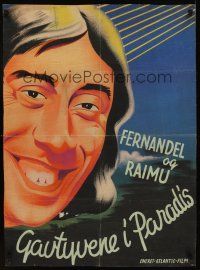 1k101 HOBOES IN PARADISE paperbacked Danish '46 Les gueux au paradis, great art of wacky Fernandel!