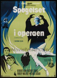 1k108 PHANTOM OF THE OPERA Danish '62 Hammer horror, Herbert Lom, cool art by Stevenov!