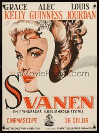1k112 SWAN Danish '58 Charles Vidor, wonderful close up art of beautiful Grace Kelly!