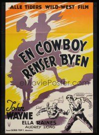 1k113 TALL IN THE SADDLE Danish R58 John Wayne & Ella Raines, cool cowboy action artwork!