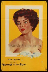 1k214 ISLAND IN THE SUN English double crown '57 really cool portrait artwork of Joan Collins!