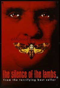 1k216 SILENCE OF THE LAMBS teaser English double crown '91 great image of Hopkins w/ moth over mouth