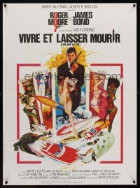 1k473 LIVE & LET DIE French 23x32 '73 art of Roger Moore as James Bond by Robert McGinnis!