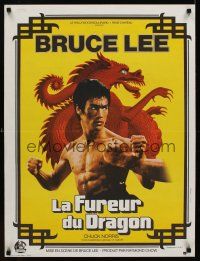 1k479 RETURN OF THE DRAGON French 23x32 '74 Bruce Lee classic, great close-up of Lee, Ferracci art