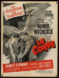 1k480 ROPE French 23x32 R63 Alfred Hitchcock directed, James Stewart struggling w/Farley Granger!