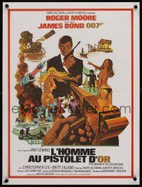 1k502 MAN WITH THE GOLDEN GUN French 15x21 R80s art of Roger Moore as Bond by Robert McGinnis!