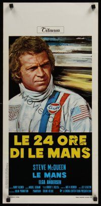 1k305 LE MANS Italian locandina '71 different close up of race car driver Steve McQueen!
