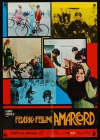 1k220 AMARCORD Italian lrg pbusta '74 Federico Fellini classic comedy, different photo montage!
