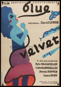 1k421 BLUE VELVET Polish 27x38 '88 directed by David Lynch, Isabella Rossellini, Mlodozeniec art!