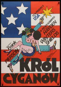 1k437 KING OF THE GYPSIES Polish 27x38 '79 Eric Roberts, Krajewski art of flag & topless girl!