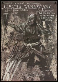 1k446 SEVEN SAMURAI Polish 27x38 R87 Akira Kurosawa's Shichinin No Samurai, Mifune, Pagowski art!