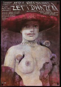 1k452 ZED & TWO NOUGHTS Polish 27x38 '85 Peter Greenaway, art of naked girl & snails by Sadowski!
