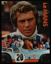1k166 LE MANS special Gulf Oil 17x22 '71 great close up image of race car driver Steve McQueen!