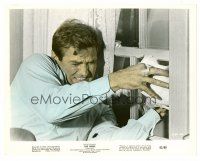 1m034 BIRDS color 8x10 still '63 Hitchcock, Rod Taylor tries to stop them from coming in window!
