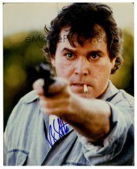 1p271 RAY LIOTTA signed color 8x10 REPRO still '00s c/u pointing gun with a cigarette in his mouth!