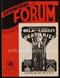 1p085 EXHIBITORS FORUM exhibitor magazine January 26, 1933 Bela Lugosi in The Death Kiss!
