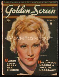 1p103 GOLDEN SCREEN vol 1 no 1 magazine August 1934 art of Marlene Dietrich by Albert Fisher!