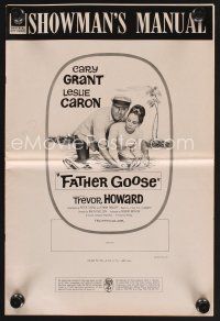 1p163 FATHER GOOSE pressbook '65 sea captain Cary Grant & pretty Leslie Caron!
