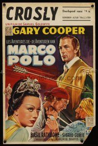 1r597 ADVENTURES OF MARCO POLO Belgian R50s art of Gary Cooper, Basil Rathbone, Sigrid Gurie!