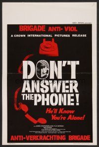 1r637 DON'T ANSWER THE PHONE Belgian '80 Nicholas Worth will know you're alone, sexy horror!