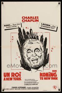 1r683 KING IN NEW YORK Belgian R70s art of Charlie Chaplin & NYC skyline!