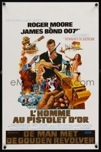 1r702 MAN WITH THE GOLDEN GUN Belgian '74 art of Roger Moore as James Bond by Robert McGinnis!