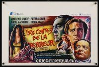 1r747 TALES OF TERROR Belgian '62 great art of Peter Lorre, Vincent Price & Basil Rathbone!