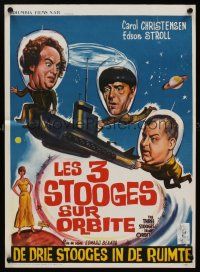 1r751 THREE STOOGES IN ORBIT Belgian '62 astro-nuts Moe, Larry & Curly-Joe meet the sexy Martians!