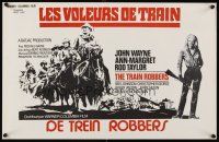 1r753 TRAIN ROBBERS Belgian '73 great art of cowboy John Wayne & sexy Ann-Margret!