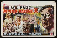 1r771 X: THE MAN WITH THE X-RAY EYES Belgian '63 Ray Milland strips souls & bodies, sci-fi art!