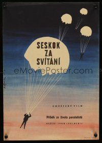 1r271 JUMP AT DAWN Czech 11x16 '62 Ivan Lukinsky's Pryzhok na zare, Vysusil art of paratroops!