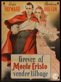 1r457 RETURN OF MONTE CRISTO Danish '47 Louis Hayward as the Count, pretty Barbara Britton!